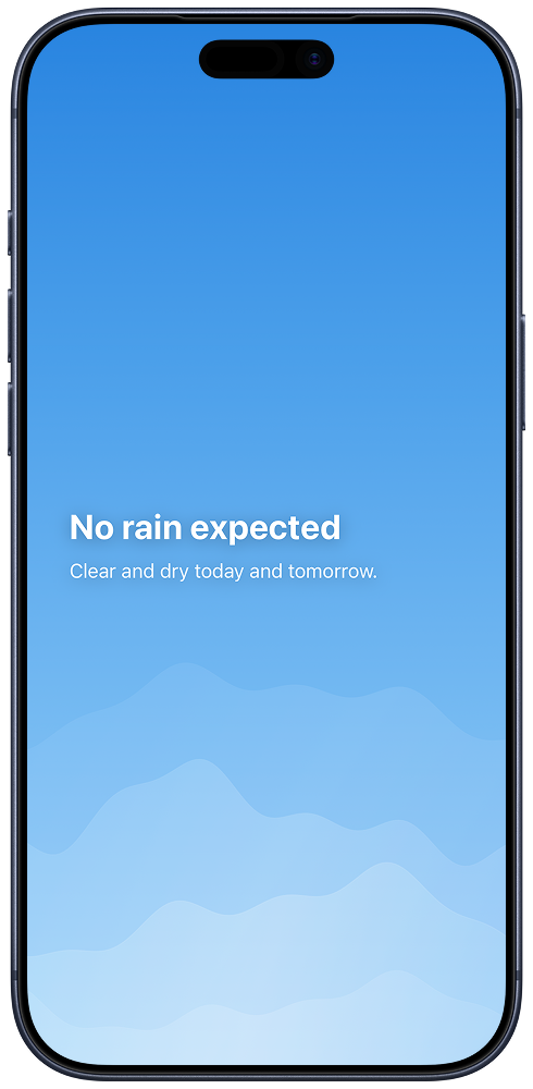 Weather Budget no rain expected screen